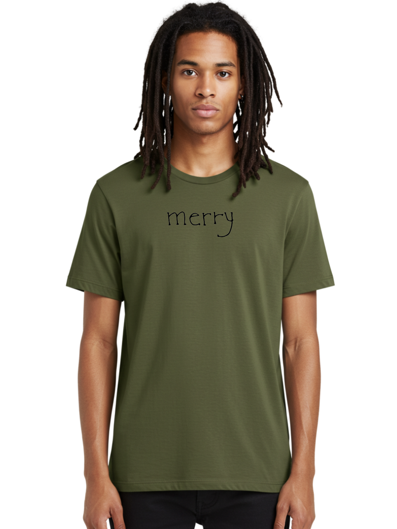 Merry-1 Men'S Graphic Tee, 100% Cotton, Comfortable Casual Summer Wear, Machine Washable, Holiday Greeting, Festive Typography, Merry Christmas, Black Font, Winter Season, Holiday Cheer, Christmas Wishes -  Aaa978