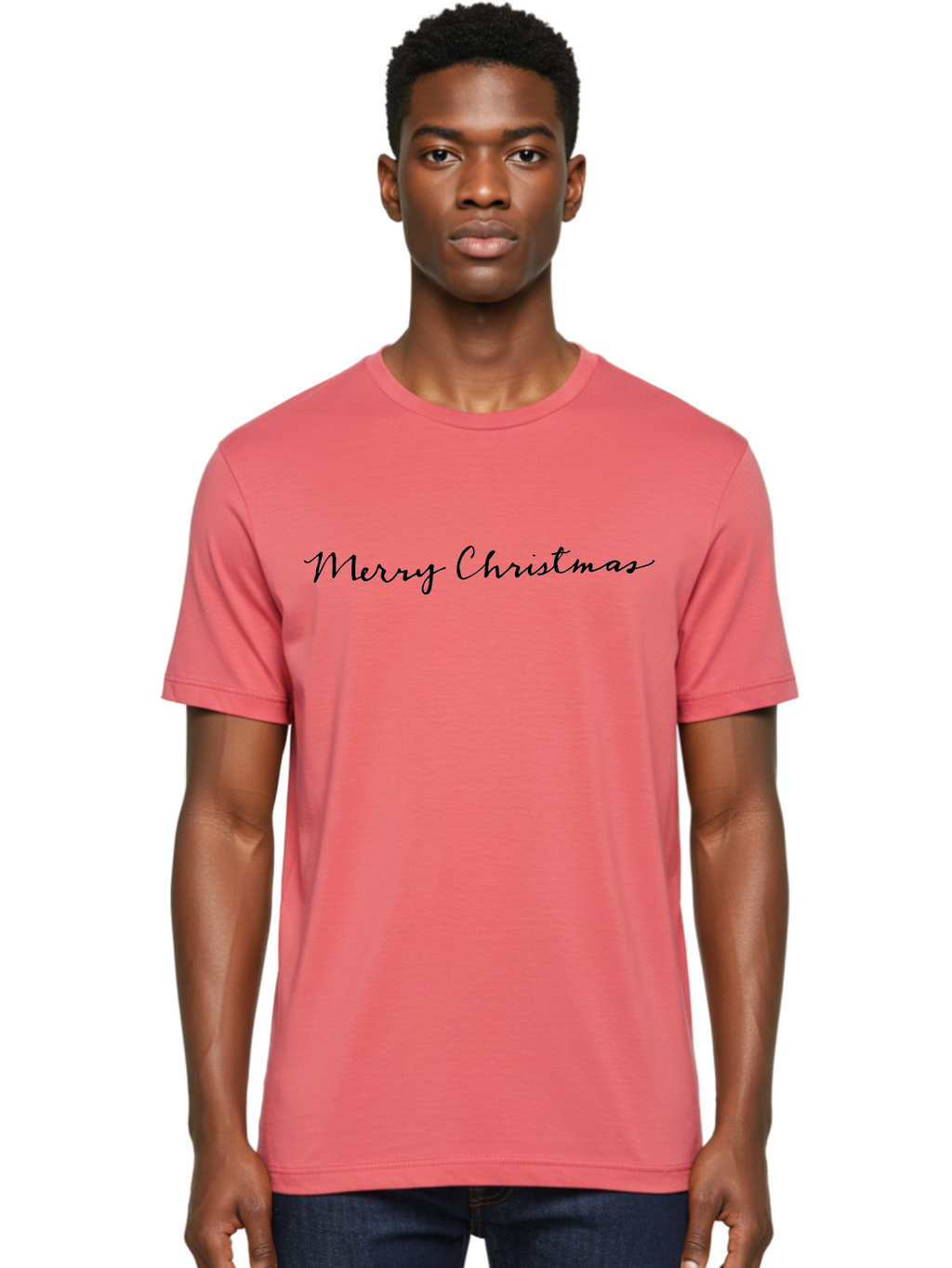 Merry-Christmas-2 Men'S Graphic Tee, 100% Cotton, Comfortable Casual Summer Wear, Machine Washable, Christmas Greeting, Holiday Message, Festive Wishes, Merry Christmas Card, Black Cursive Text, Holiday Season, Christmas Celebration -  Aaa981