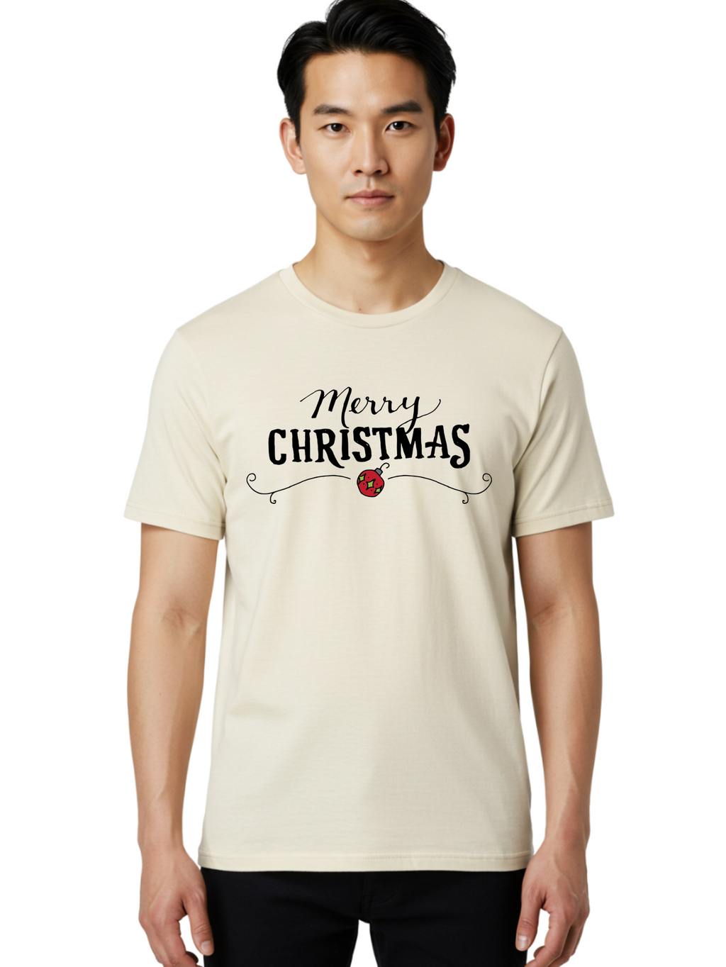 Merry-Christmas-6 Men'S Graphic Tee, 100% Cotton, Comfortable Casual Summer Wear, Machine Washable, Merry Christmas, Festive Greetings, Holiday Wishes, Christmas Decoration, Red Ornament, Celebration, Winter Holiday, Seasonal Message -  Aaa985