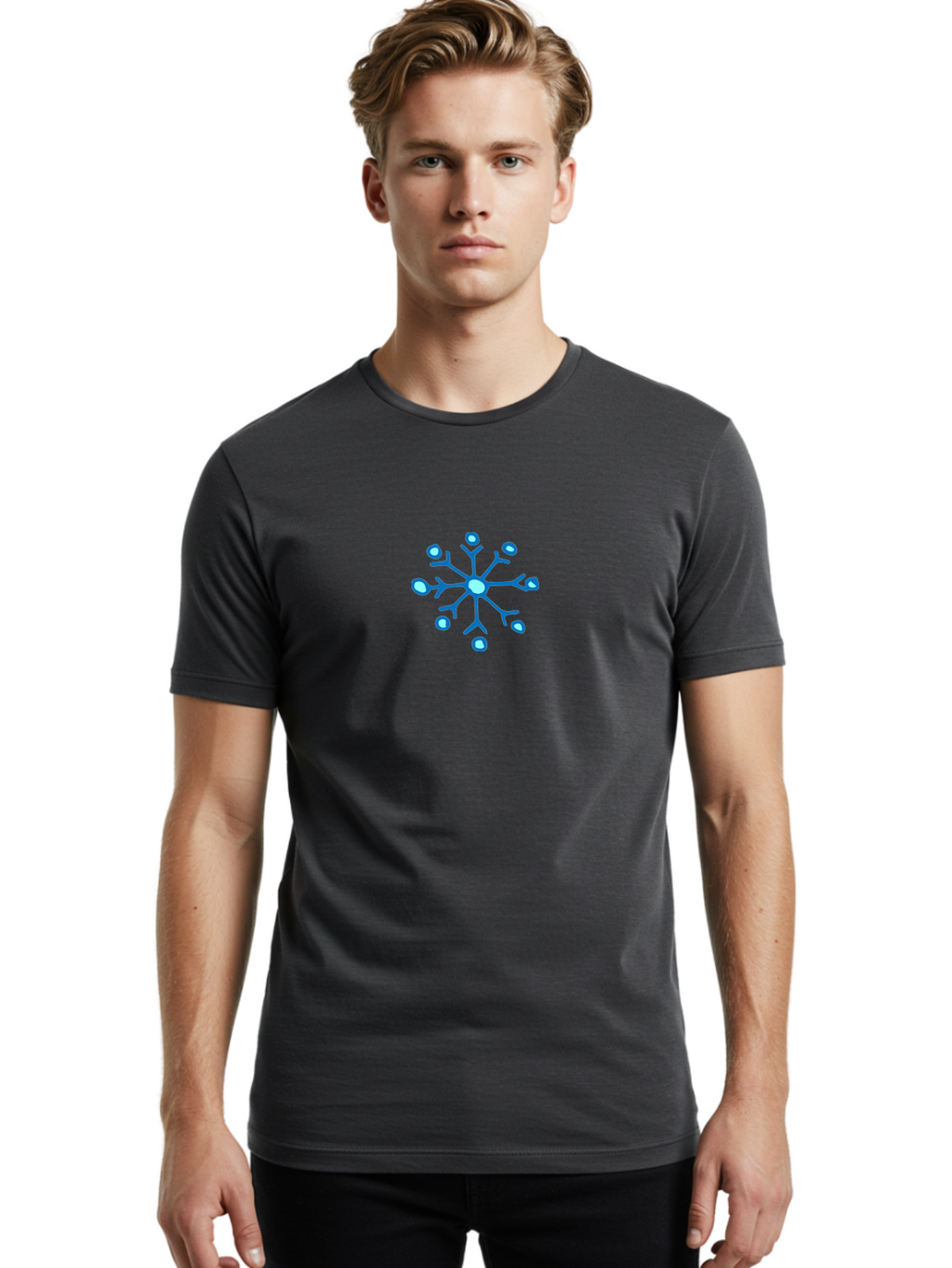 Neuron Men'S Graphic Tee, 100% Cotton, Comfortable Casual Summer Wear, Machine Washable, Blue Neuron Illustration, Dendrites And Cell Body, Neuroscience Graphic, Neuron Structure, Abstract Blue Design, Neuron Anatomy, Simple Neuron Diagram Aab005