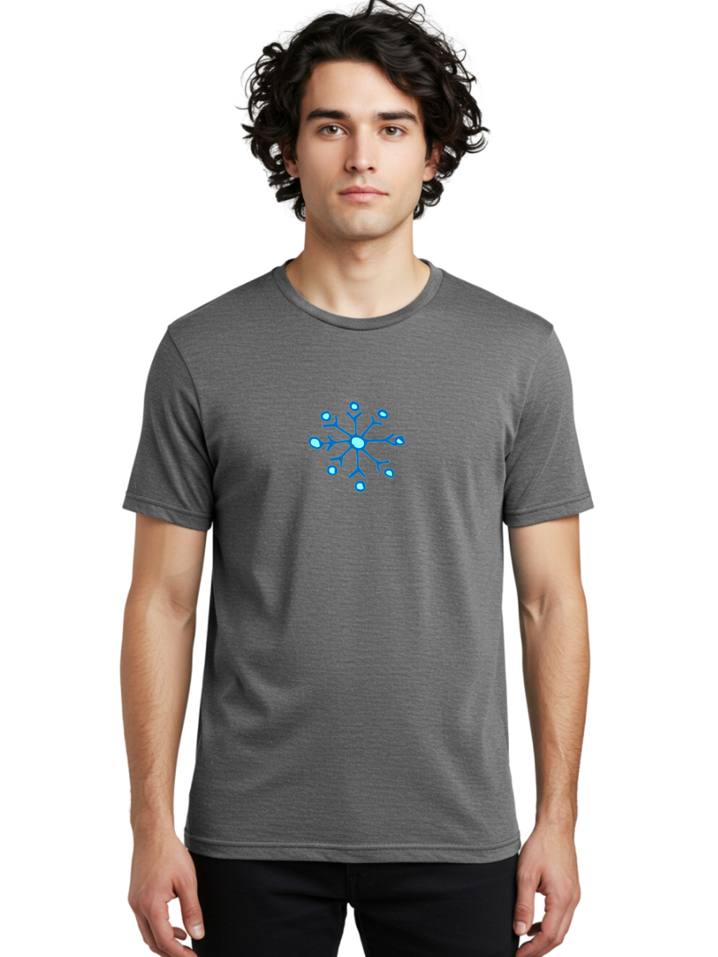 Neuron Men'S Graphic Tee, 100% Cotton, Comfortable Casual Summer Wear, Machine Washable, Blue Neuron Illustration, Dendrites And Cell Body, Neuroscience Graphic, Neuron Structure, Abstract Blue Design, Neuron Anatomy, Simple Neuron Diagram Aab005
