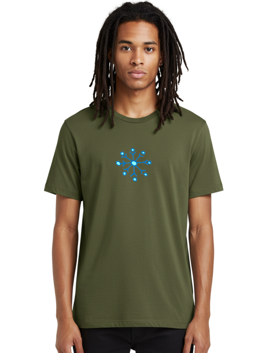 Neuron Men'S Graphic Tee, 100% Cotton, Comfortable Casual Summer Wear, Machine Washable, Blue Neuron Illustration, Dendrites And Cell Body, Neuroscience Graphic, Neuron Structure, Abstract Blue Design, Neuron Anatomy, Simple Neuron Diagram Aab005