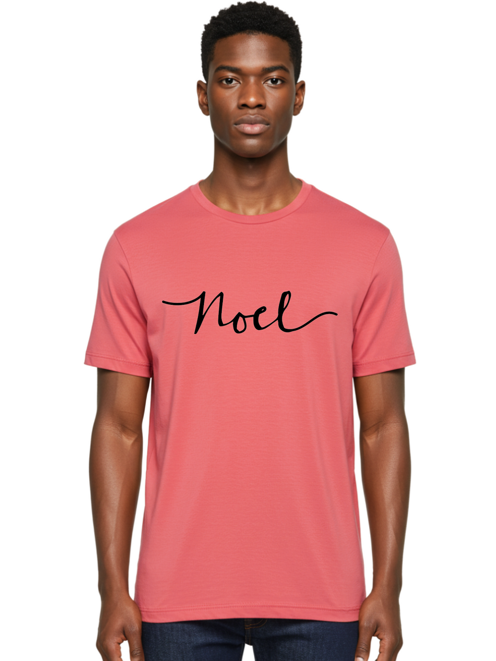 Noel-1 Men'S Graphic Tee, 100% Cotton, Comfortable Casual Summer Wear, Machine Washable, Noel, Cursive Script, Black Text, Holiday Greeting, Festive Typography, Christmas Card, Elegant Font, Winter Season, Seasonal Decor Aab006