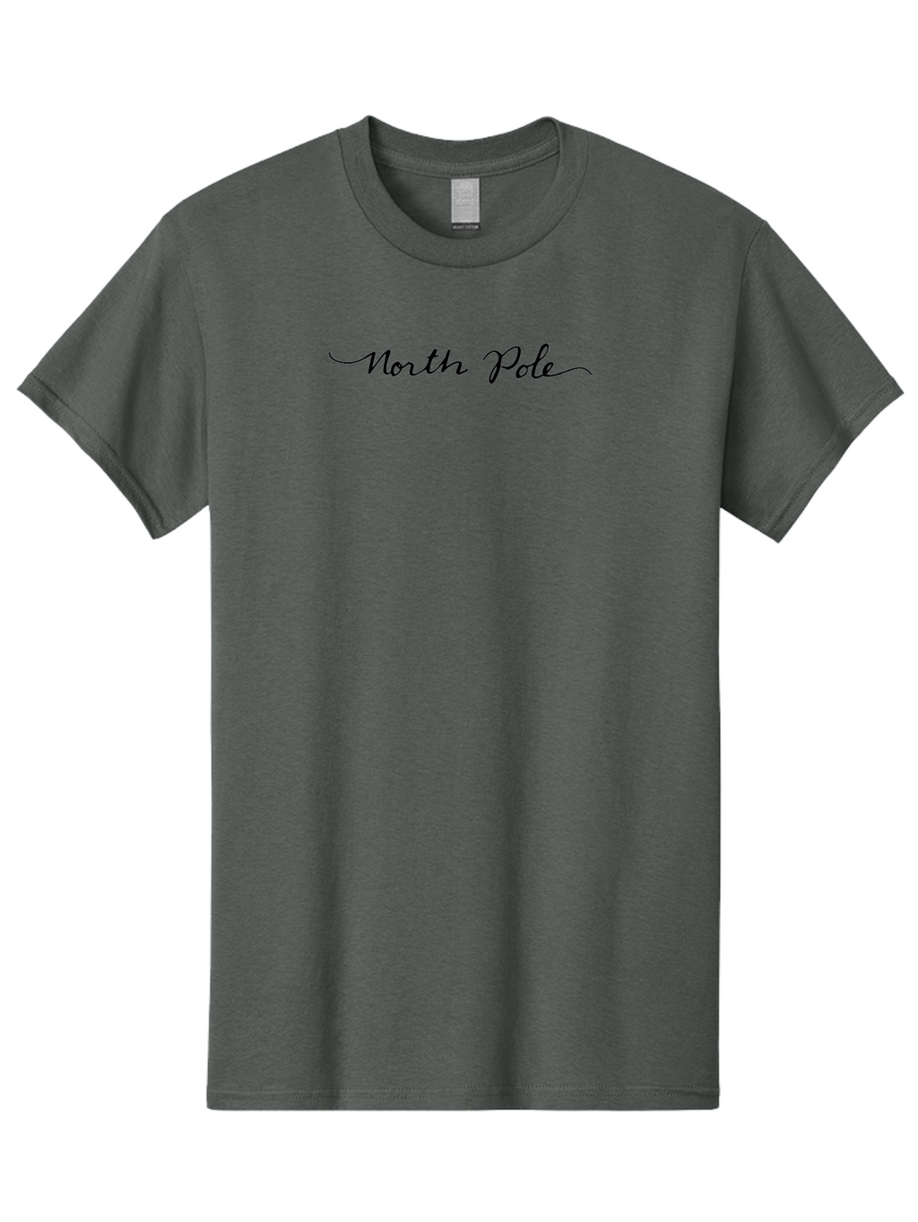 North-Pole Men'S Graphic Tee, 100% Cotton, Comfortable Casual Summer Wear, Machine Washable, North Pole, Cursive Script, Festive Lettering, Christmas Theme, Holiday Phrase, Winter Wonderland, Santa Claus Aab011