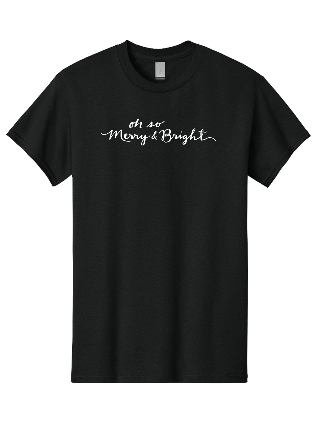 Oh-So-Merry-Bright Men'S Graphic Tee, 100% Cotton, Comfortable Casual Summer Wear, Machine Washable, Christmas Greeting, Holiday Card, Festive Wishes, Merry Christmas, Joyful Holiday, Season'S Greetings, White Cursive Text Aab017