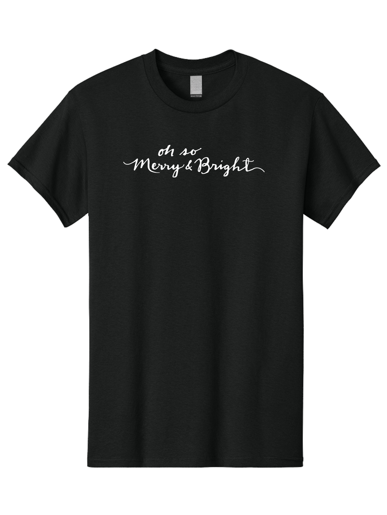 Oh-So-Merry-Bright Men'S Graphic Tee, 100% Cotton, Comfortable Casual Summer Wear, Machine Washable, Christmas Greeting, Holiday Card, Festive Wishes, Merry Christmas, Joyful Holiday, Season'S Greetings, White Cursive Text Aab017