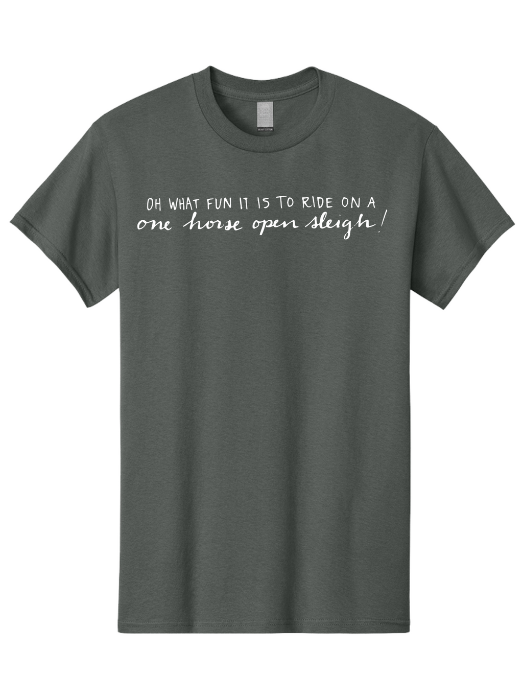 Oh-What-Fun Men'S Graphic Tee, 100% Cotton, Comfortable Casual Summer Wear, Machine Washable, Winter Fun, Festive Quotes, Holiday Cheer, Christmas Carol, Jingle Bells, White Text, Fun Times, Slegh Ride, Horse Drawn Sleigh Aab019