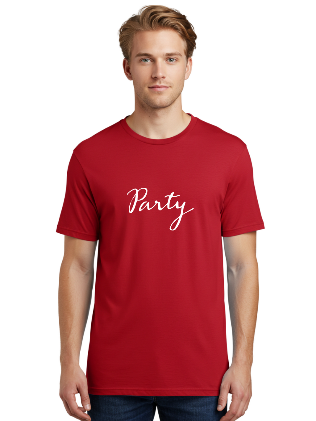 Party Men'S Graphic Tee, 100% Cotton, Comfortable Casual Summer Wear, Machine Washable, Party Invitation, Celebration, Festive Atmosphere, Elegant Script, White Text, Fun Gathering Aab024