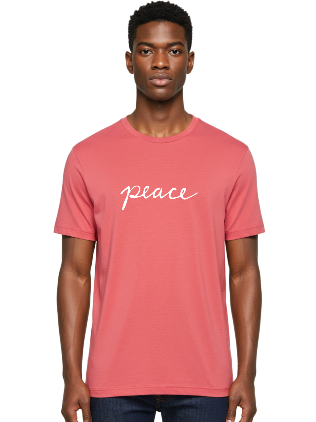 Peace-1 Men'S Graphic Tee, 100% Cotton, Comfortable Casual Summer Wear, Machine Washable, Peace Sign, Calming Message, Serene Atmosphere, Peaceful Vibes, Inspirational Quote, Harmony, Tranquility, Love, Mindfulness, Relaxation Aab025