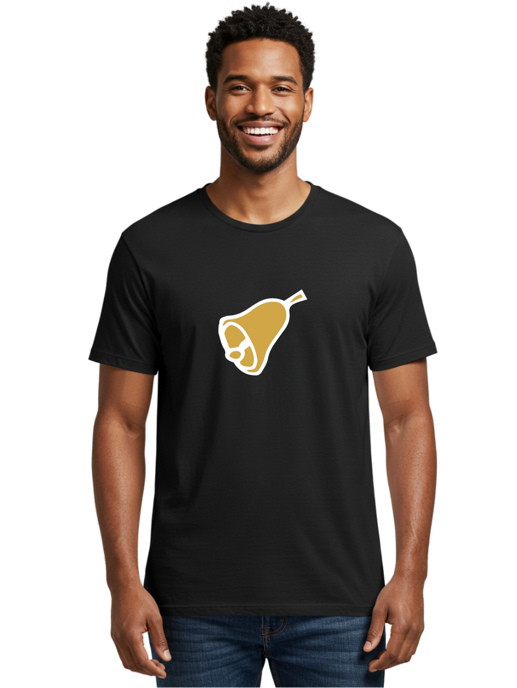 Pear Men'S Graphic Tee, 100% Cotton, Comfortable Casual Summer Wear, Machine Washable, Pear Fruit, Simple Illustration, Minimalist Design, Yellow Pear, White Outline, Healthy Snack, Organic Produce, Fruit Icon Aab030