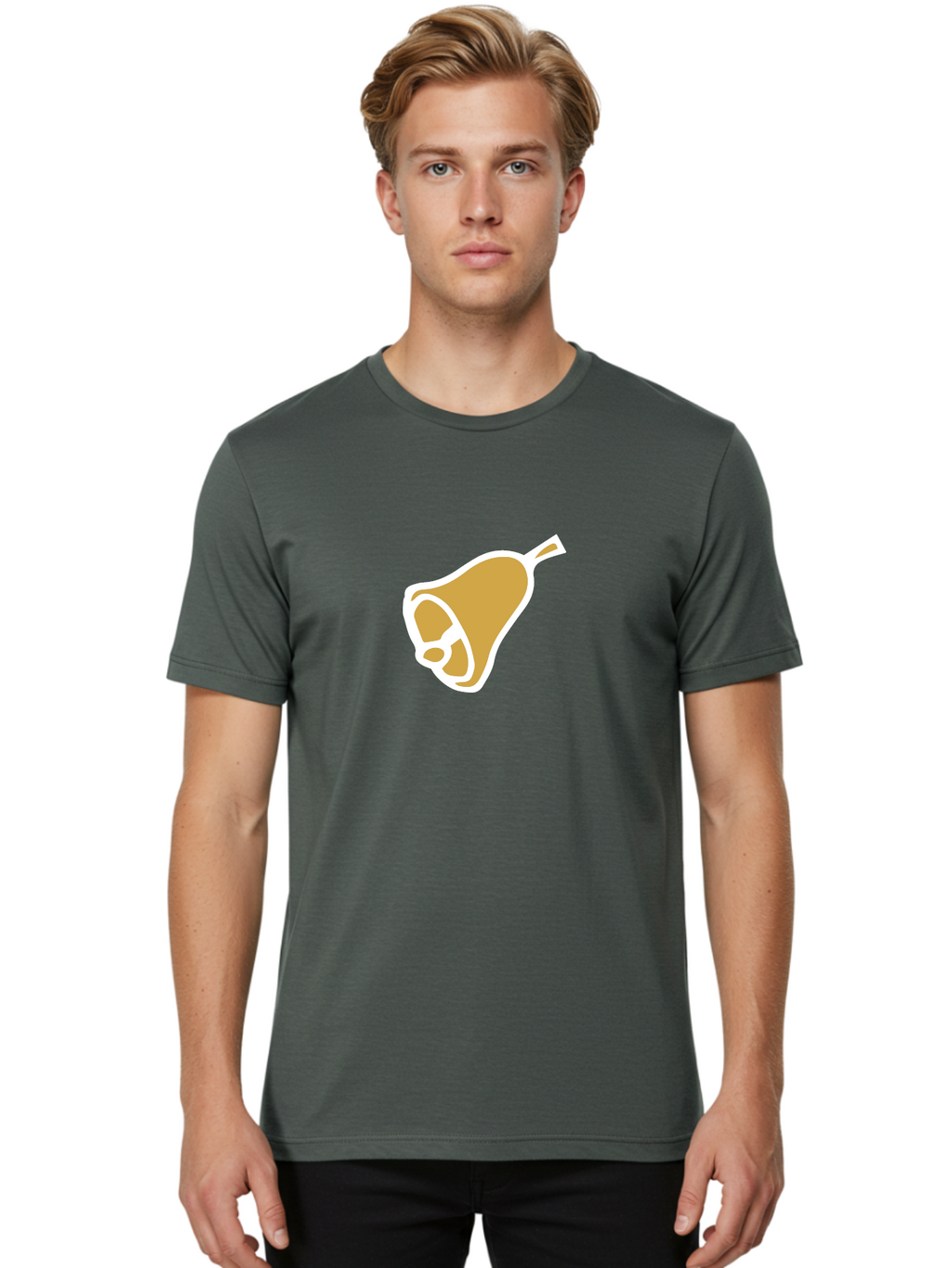 Pear Men'S Graphic Tee, 100% Cotton, Comfortable Casual Summer Wear, Machine Washable, Pear Fruit, Simple Illustration, Minimalist Design, Yellow Pear, White Outline, Healthy Snack, Organic Produce, Fruit Icon Aab030