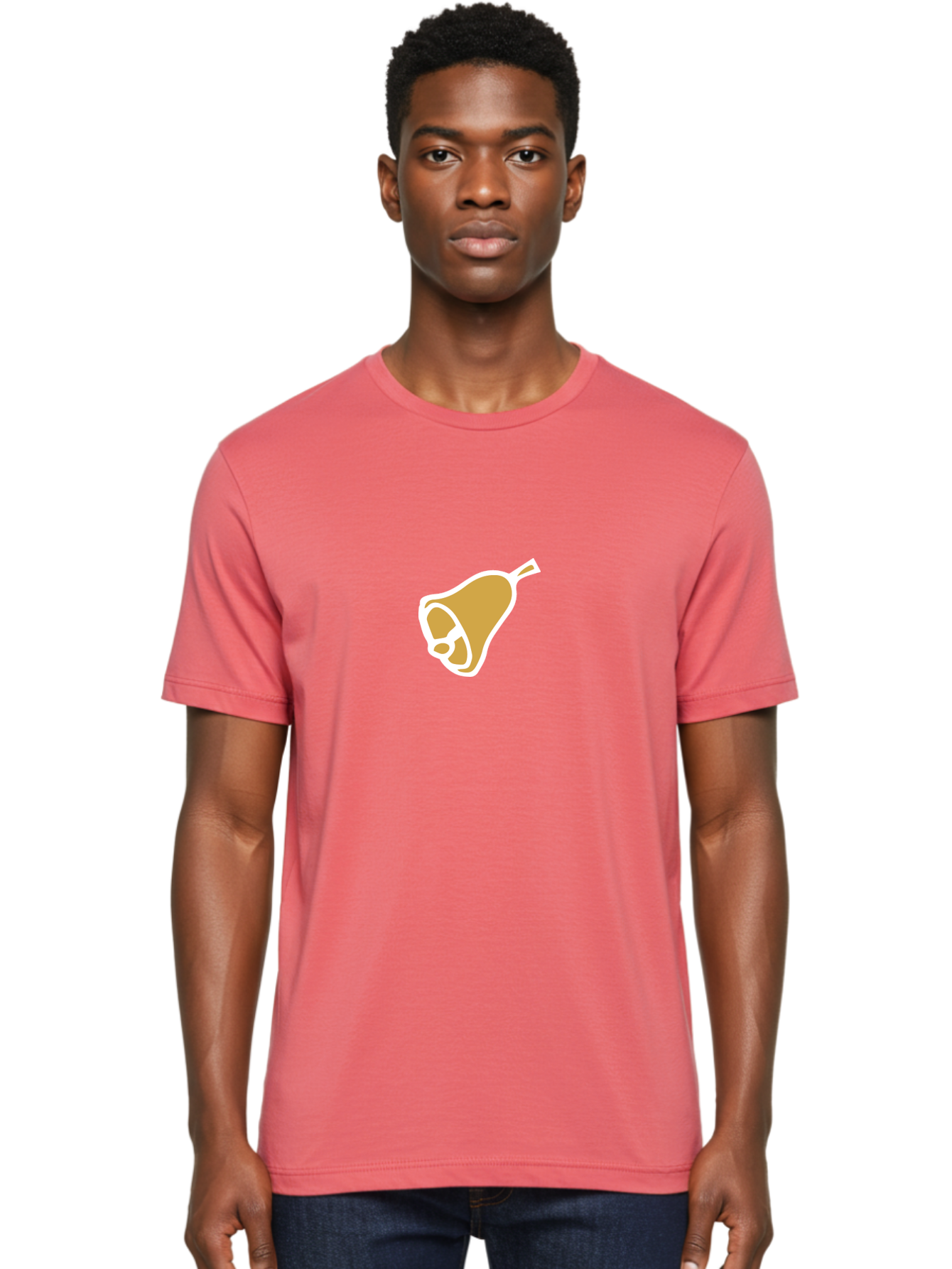Pear Men'S Graphic Tee, 100% Cotton, Comfortable Casual Summer Wear, Machine Washable, Pear Fruit, Simple Illustration, Minimalist Design, Yellow Pear, White Outline, Healthy Snack, Organic Produce, Fruit Icon Aab030