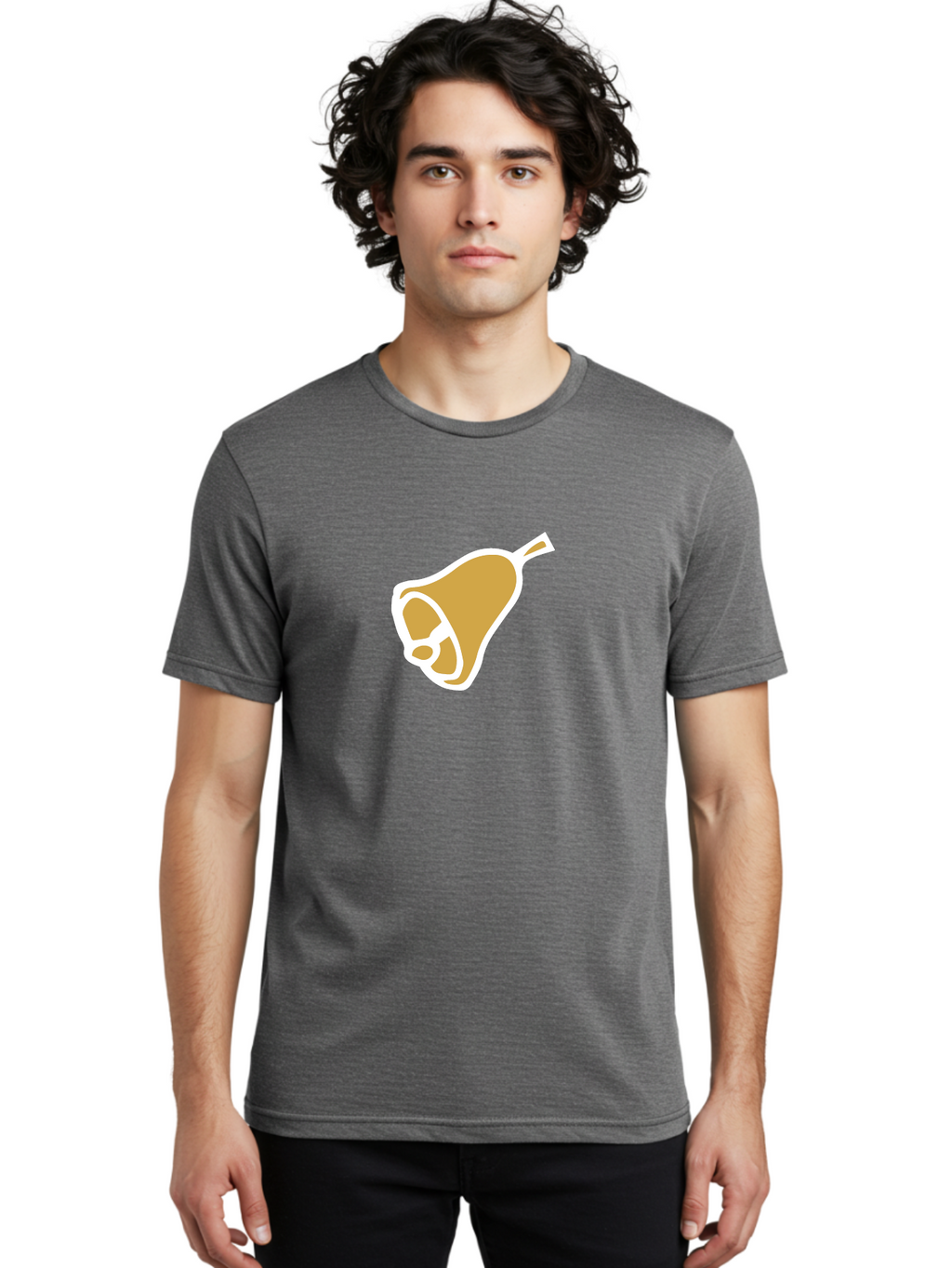 Pear Men'S Graphic Tee, 100% Cotton, Comfortable Casual Summer Wear, Machine Washable, Pear Fruit, Simple Illustration, Minimalist Design, Yellow Pear, White Outline, Healthy Snack, Organic Produce, Fruit Icon Aab030