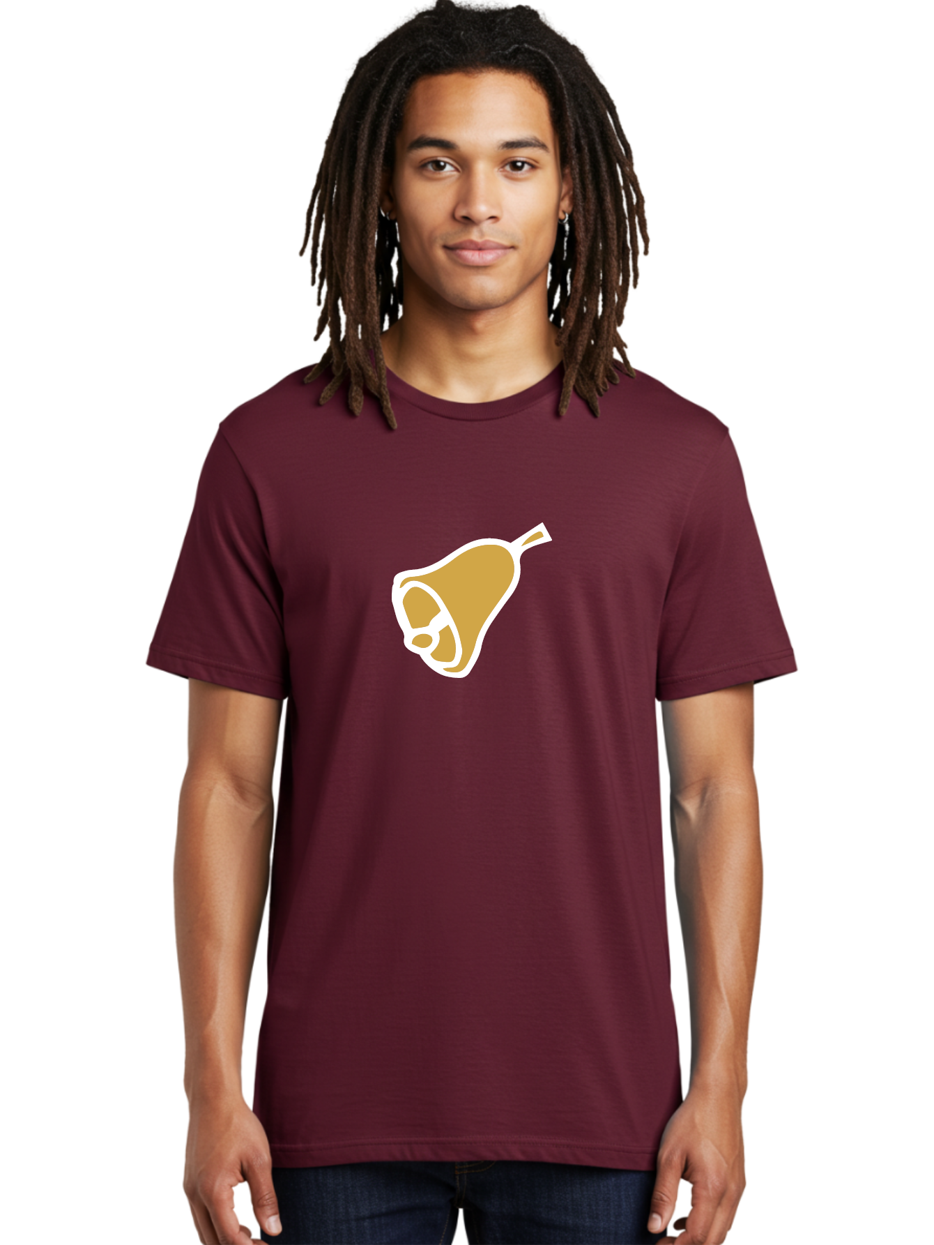 Pear Men'S Graphic Tee, 100% Cotton, Comfortable Casual Summer Wear, Machine Washable, Pear Fruit, Simple Illustration, Minimalist Design, Yellow Pear, White Outline, Healthy Snack, Organic Produce, Fruit Icon Aab030