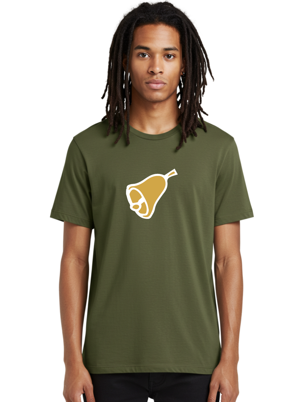 Pear Men'S Graphic Tee, 100% Cotton, Comfortable Casual Summer Wear, Machine Washable, Pear Fruit, Simple Illustration, Minimalist Design, Yellow Pear, White Outline, Healthy Snack, Organic Produce, Fruit Icon Aab030