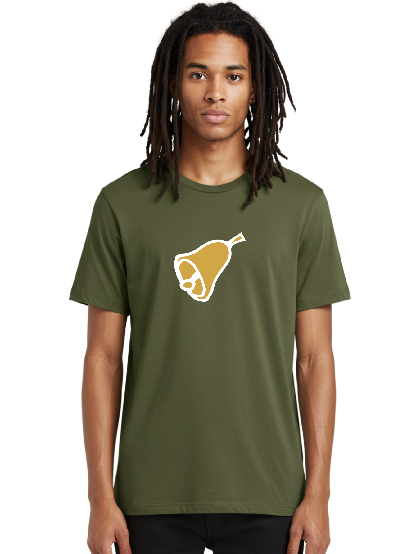 Pear Men'S Graphic Tee, 100% Cotton, Comfortable Casual Summer Wear, Machine Washable, Pear Fruit, Simple Illustration, Minimalist Design, Yellow Pear, White Outline, Healthy Snack, Organic Produce, Fruit Icon Aab030