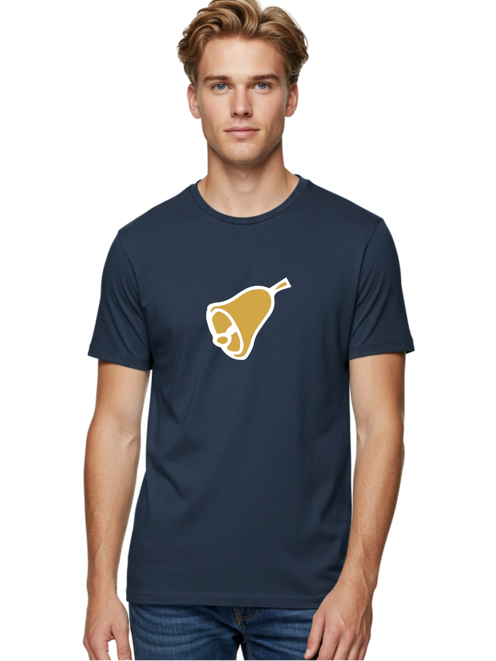 Pear Men'S Graphic Tee, 100% Cotton, Comfortable Casual Summer Wear, Machine Washable, Pear Fruit, Simple Illustration, Minimalist Design, Yellow Pear, White Outline, Healthy Snack, Organic Produce, Fruit Icon Aab030