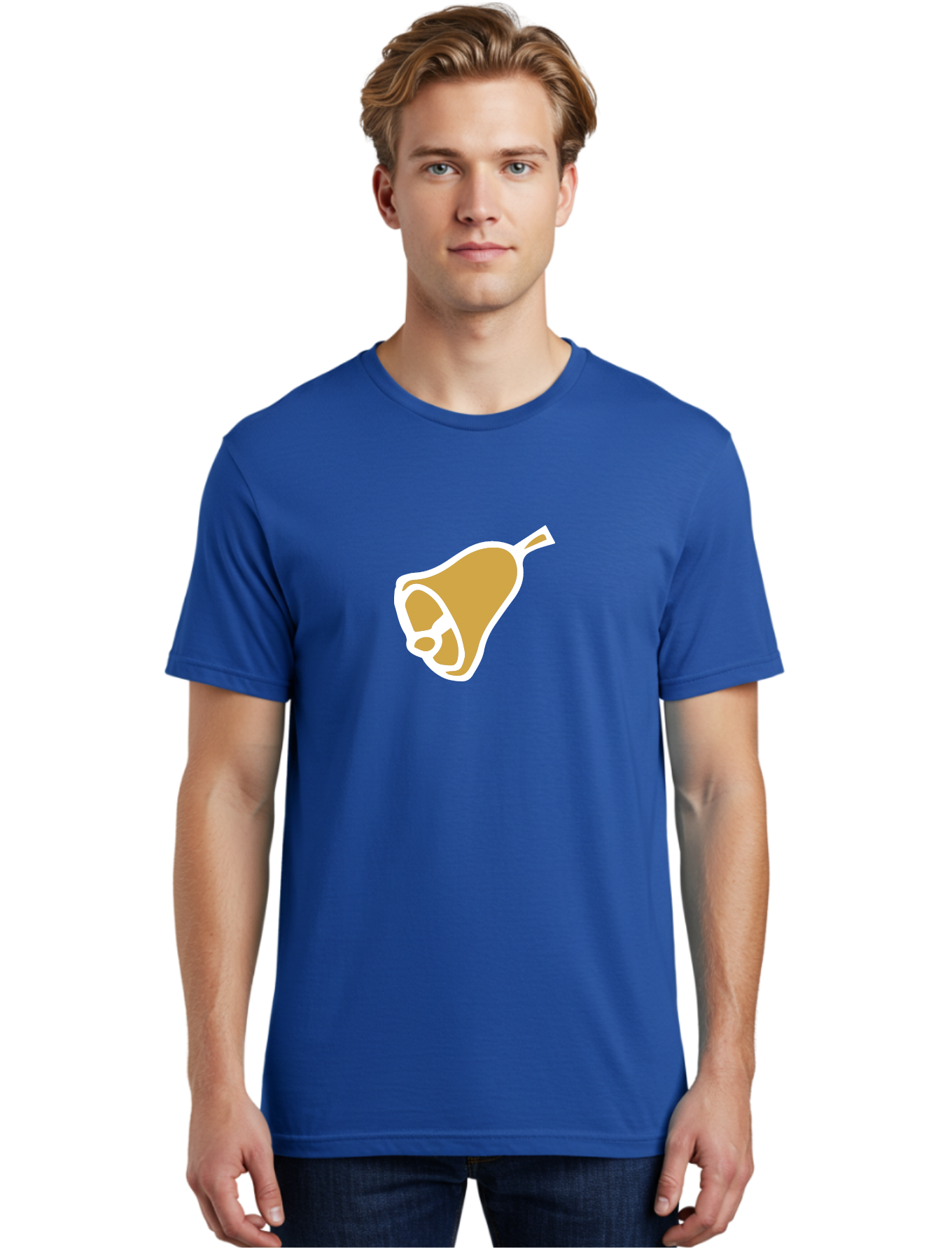 Pear Men'S Graphic Tee, 100% Cotton, Comfortable Casual Summer Wear, Machine Washable, Pear Fruit, Simple Illustration, Minimalist Design, Yellow Pear, White Outline, Healthy Snack, Organic Produce, Fruit Icon Aab030