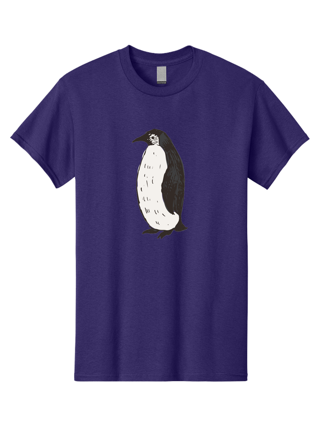Penguin-1 Men'S Graphic Tee, 100% Cotton, Comfortable Casual Summer Wear, Machine Washable, Penguin Illustration, Black And White Penguin, Cartoon Penguin, Simple Drawing, Cute Bird, Wildlife Art, Tuxedo Bird, Flightless Bird, Antarctic Animal Aab031