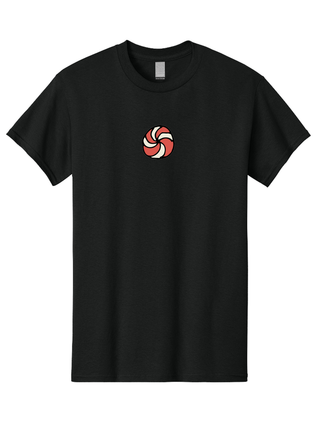 Peppermint-Candy Men'S Graphic Tee, 100% Cotton, Comfortable Casual Summer Wear, Machine Washable, Peppermint Candy, Swirly Design, Red And White, Sweet Treat, Cartoon Style, Candy Illustration, Colorful Graphic Aab034