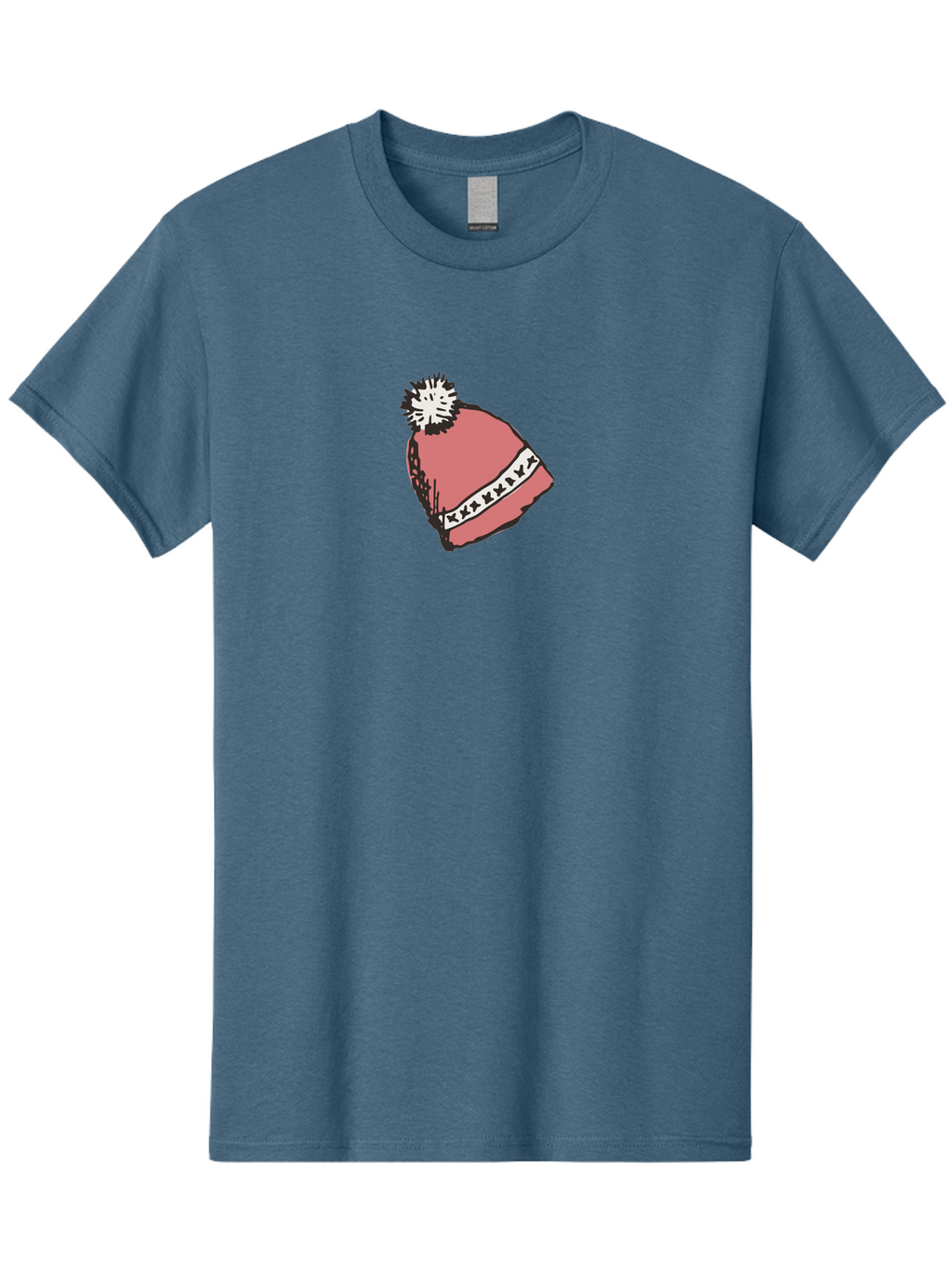Pink-Hat Men'S Graphic Tee, 100% Cotton, Comfortable Casual Summer Wear, Machine Washable, Winter Hat, Pink Knitted Hat, Festive Headgear, White Pom-Pom, Seasonal Fashion, Cold Weather Clothing, Stylish Accessories, X X X X Y Pattern Aab044