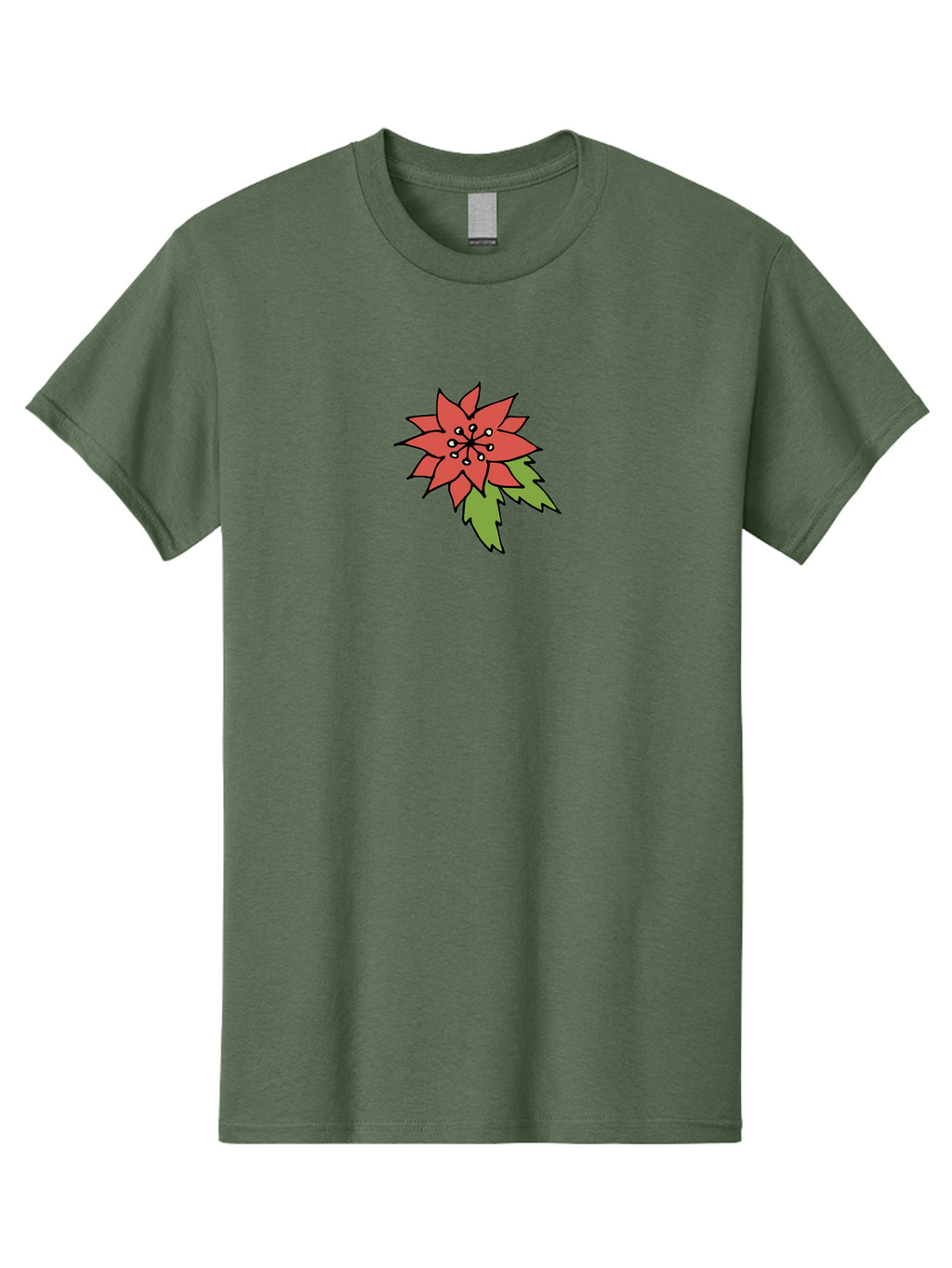 Poinsettia-2 Men'S Graphic Tee, 100% Cotton, Comfortable Casual Summer Wear, Machine Washable, Red Poinsettia Flower, Festive Holiday Decor, Christmas Plant, Symbolic Blooms, Vibrant Red Petals, Green Leaves, Winter Flowers, Aab047