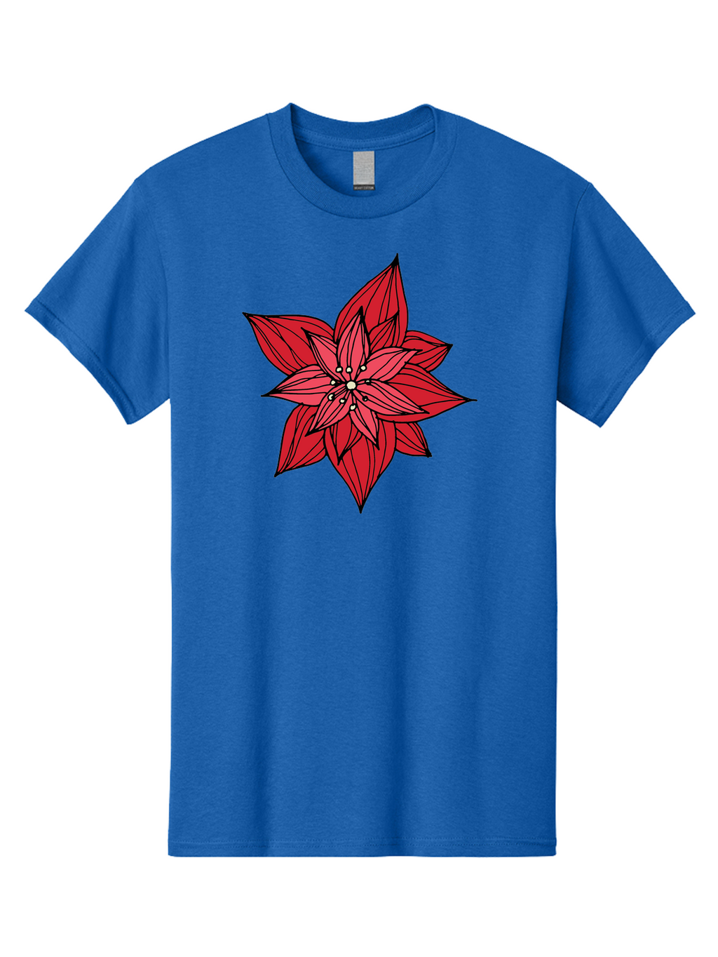 Poinsettia Men'S Graphic Tee, 100% Cotton, Comfortable Casual Summer Wear, Machine Washable, Poinsettia Flower, Red Petals, Festive Decor, Holiday Decoration, Christmas Flower, Symbolic Bloom, Vibrant Red Aab051