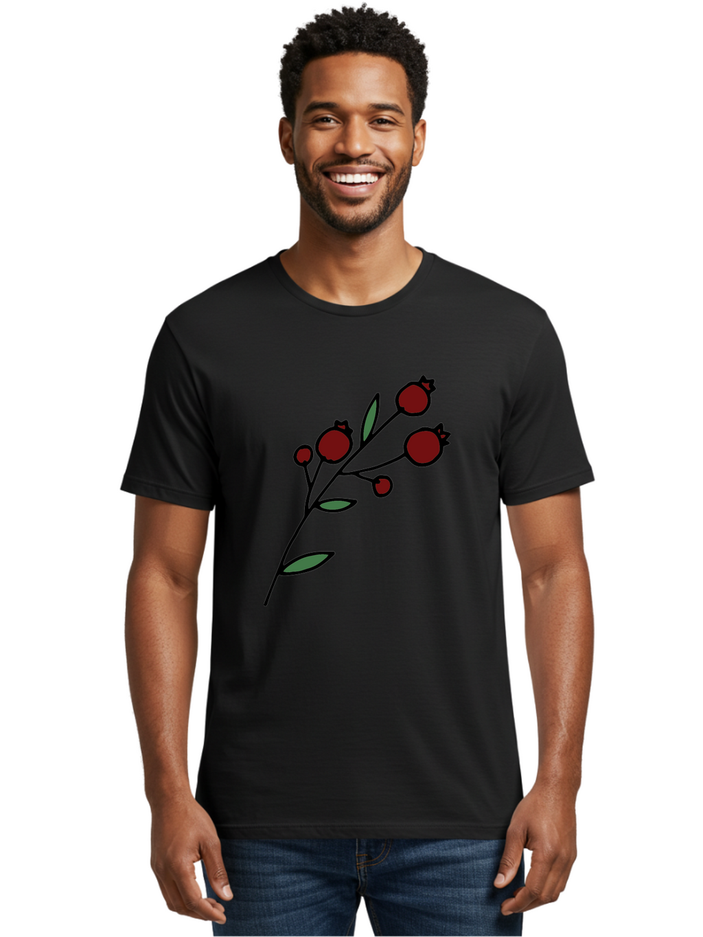 Pomegranate Men'S Graphic Tee, 100% Cotton, Comfortable Casual Summer Wear, Machine Washable, Poppies, Red Flowers, Simple Illustration, Floral Design, Minimalist Art, Cartoon Style, Poppy Flowers, Botanical Illustration, Red Poppies Aab054