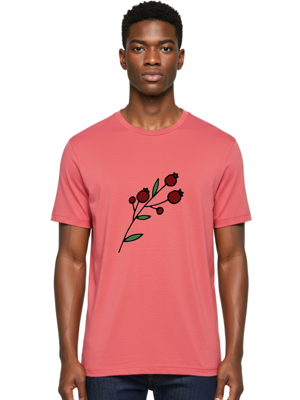 Pomegranate Men'S Graphic Tee, 100% Cotton, Comfortable Casual Summer Wear, Machine Washable, Poppies, Red Flowers, Simple Illustration, Floral Design, Minimalist Art, Cartoon Style, Poppy Flowers, Botanical Illustration, Red Poppies Aab054