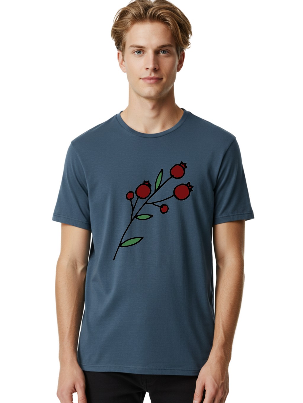Pomegranate Men'S Graphic Tee, 100% Cotton, Comfortable Casual Summer Wear, Machine Washable, Poppies, Red Flowers, Simple Illustration, Floral Design, Minimalist Art, Cartoon Style, Poppy Flowers, Botanical Illustration, Red Poppies Aab054