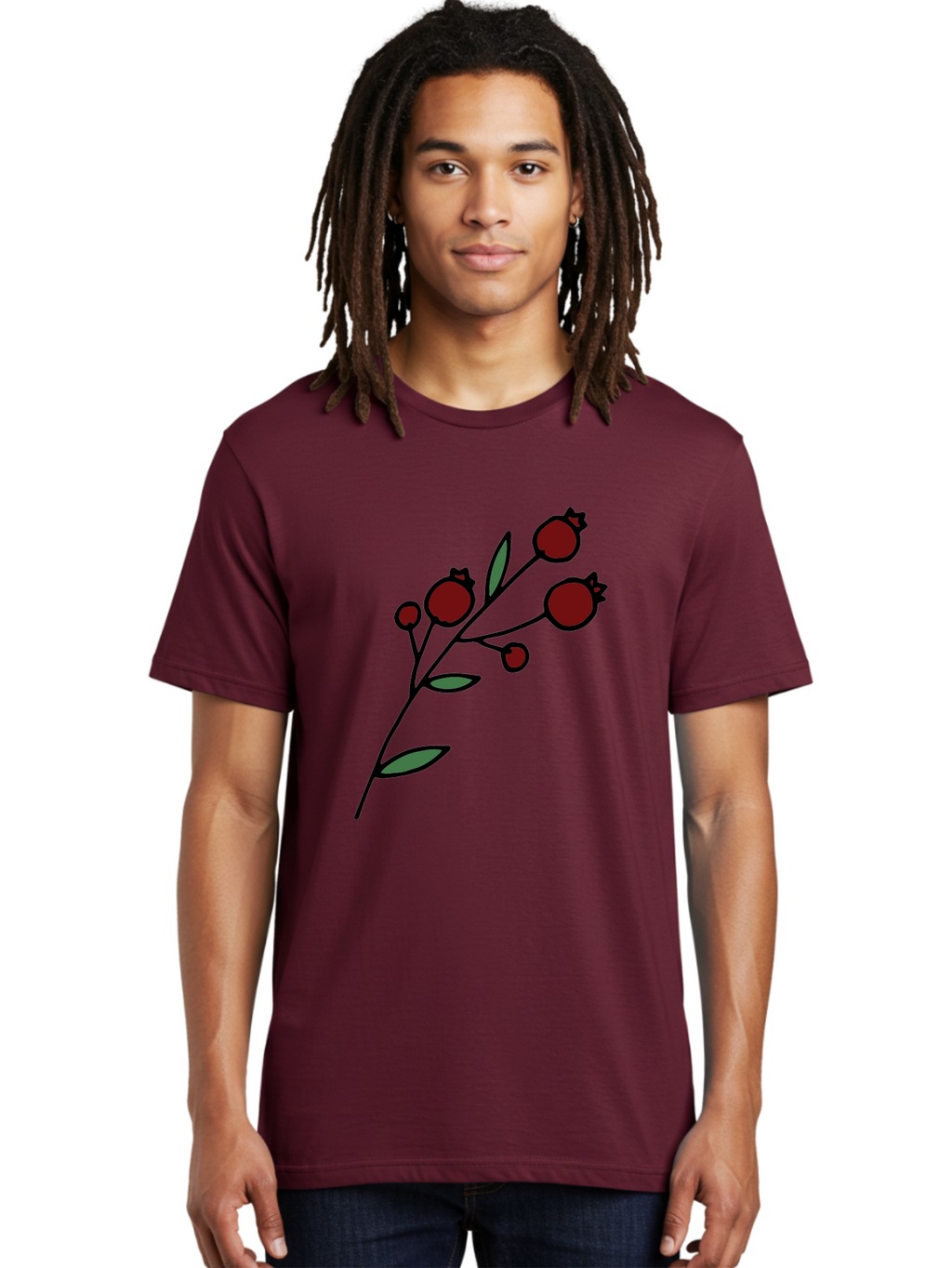 Pomegranate Men'S Graphic Tee, 100% Cotton, Comfortable Casual Summer Wear, Machine Washable, Poppies, Red Flowers, Simple Illustration, Floral Design, Minimalist Art, Cartoon Style, Poppy Flowers, Botanical Illustration, Red Poppies Aab054