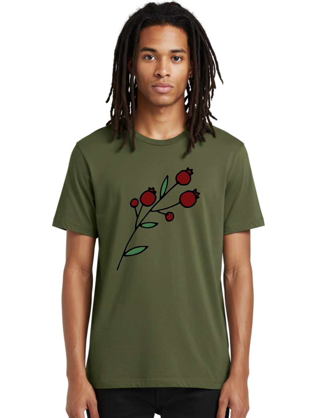 Pomegranate Men'S Graphic Tee, 100% Cotton, Comfortable Casual Summer Wear, Machine Washable, Poppies, Red Flowers, Simple Illustration, Floral Design, Minimalist Art, Cartoon Style, Poppy Flowers, Botanical Illustration, Red Poppies Aab054