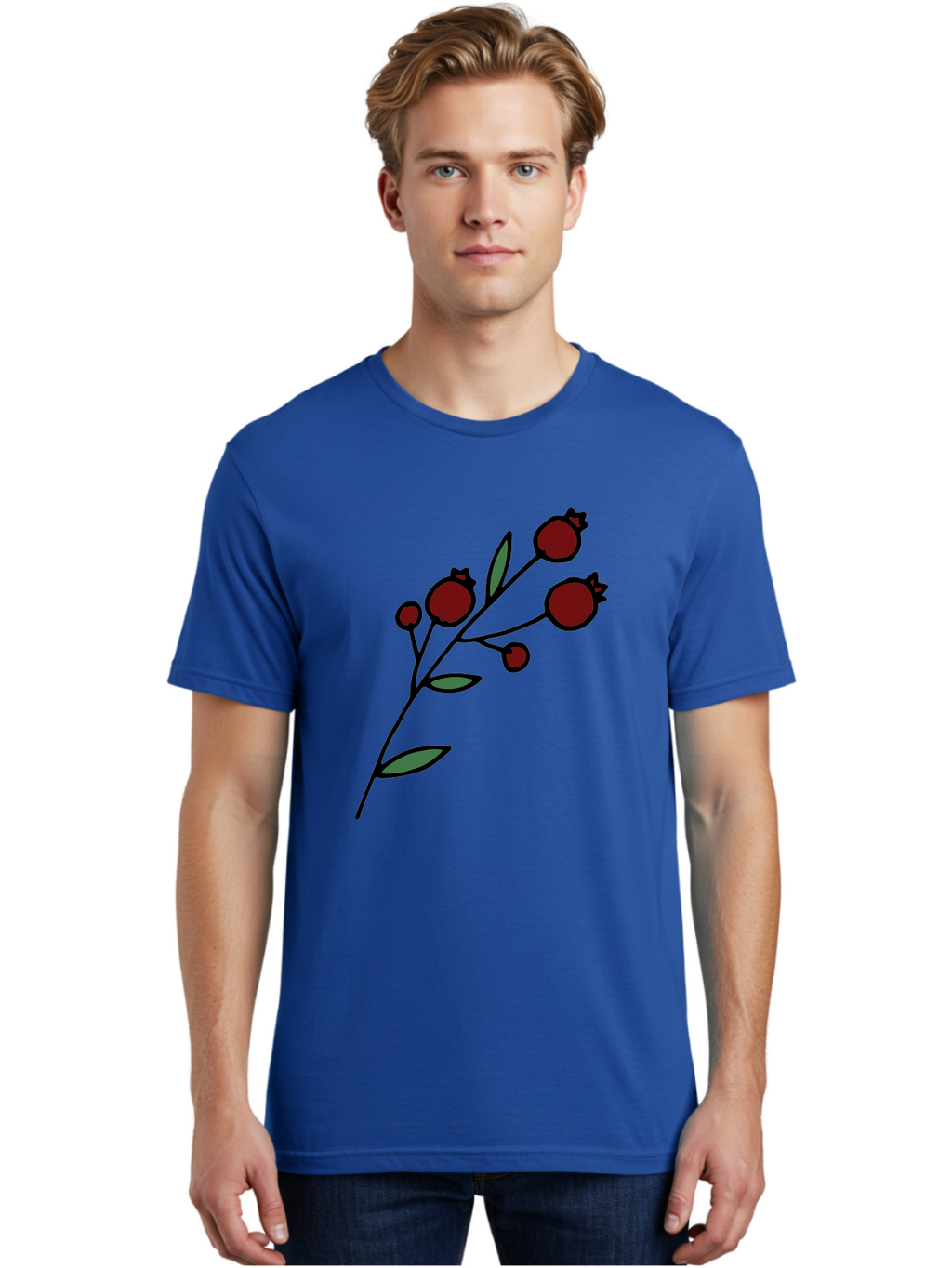 Pomegranate Men'S Graphic Tee, 100% Cotton, Comfortable Casual Summer Wear, Machine Washable, Poppies, Red Flowers, Simple Illustration, Floral Design, Minimalist Art, Cartoon Style, Poppy Flowers, Botanical Illustration, Red Poppies Aab054