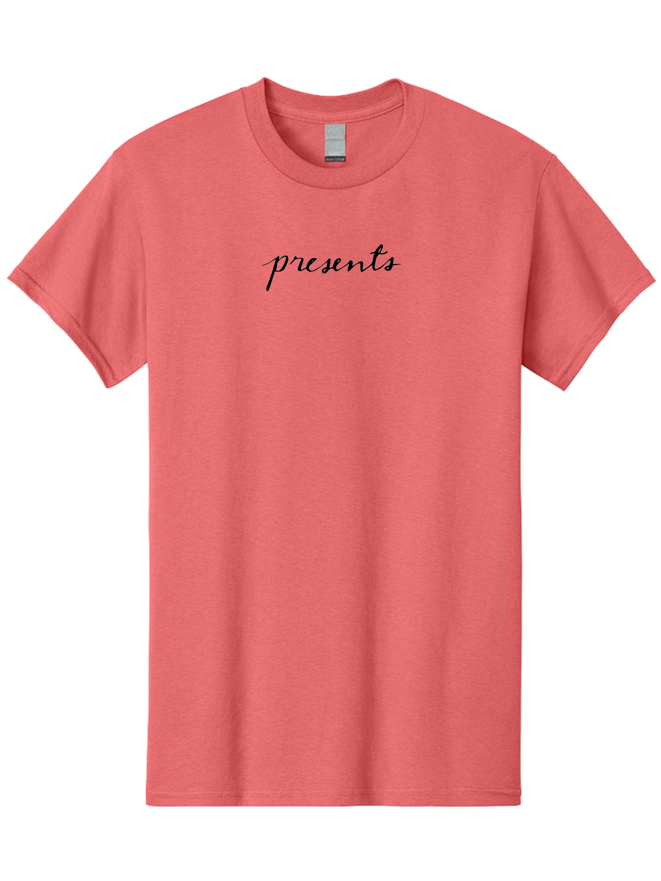 Presents Men'S Graphic Tee, 100% Cotton, Comfortable Casual Summer Wear, Machine Washable, Elegant Script, Cursive Font, Gift Giving, Special Occasions, Black Text, Minimalist Design, Simple Elegance, Classy Typography Aab056