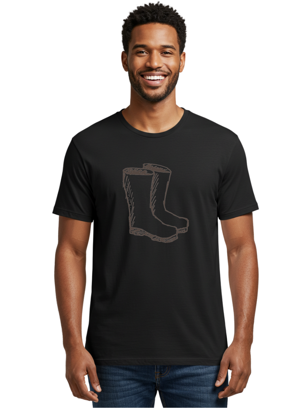 Rain-Boots Men'S Graphic Tee, 100% Cotton, Comfortable Casual Summer Wear, Machine Washable, Rubber Boots, Knee-High Boots, Waterproof Footwear, Outdoor Gear, Rainy Day Accessories, Gardening Boots Aab060