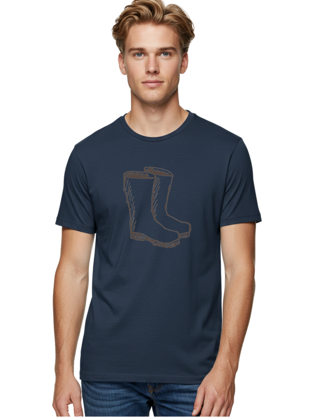 Rain-Boots Men'S Graphic Tee, 100% Cotton, Comfortable Casual Summer Wear, Machine Washable, Rubber Boots, Knee-High Boots, Waterproof Footwear, Outdoor Gear, Rainy Day Accessories, Gardening Boots Aab060