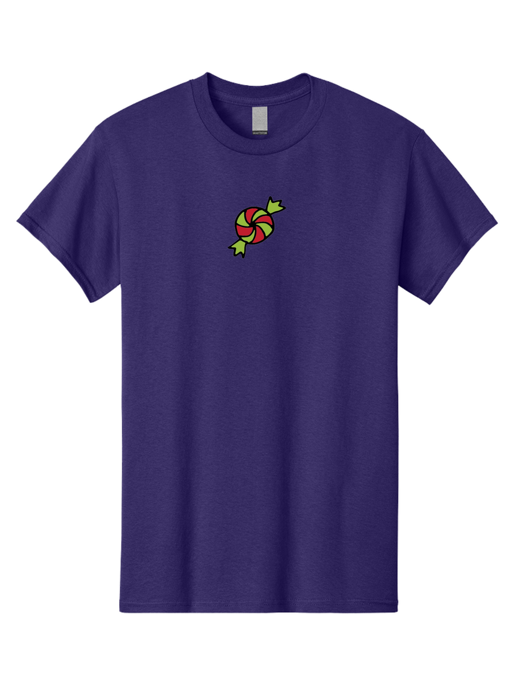 Red-And-Green-Swirled-Lollipop Men'S Graphic Tee, 100% Cotton, Comfortable Casual Summer Wear, Machine Washable, Colorful Candy, Red And Green Swirls, Wrapped Candy, Sweet Treat, Cartoon Style, Whimsical Design, Playful Illustration Aab062