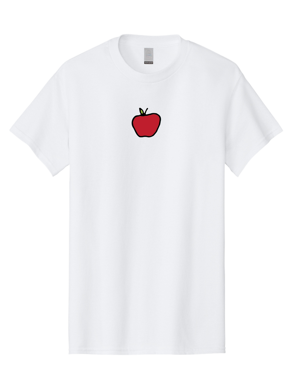 Red-Apple Men'S Graphic Tee, 100% Cotton, Comfortable Casual Summer Wear, Machine Washable, Red Apple, Simple Drawing, Bold Lines, Cartoon Style, Fruit Illustration, Minimalist Design, Digital Art, Apple Graphic Aab063