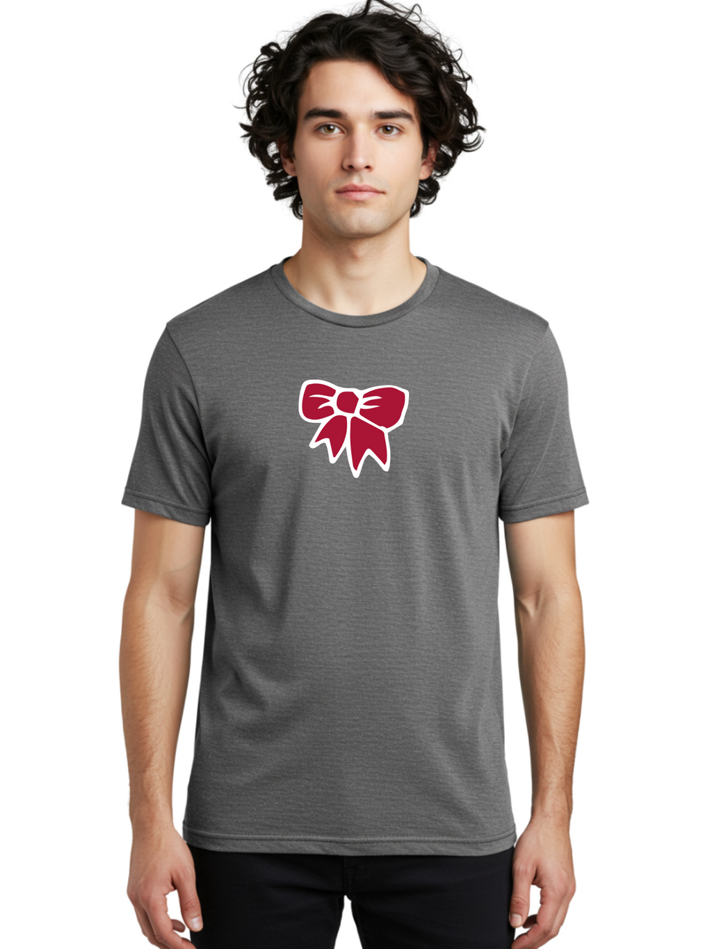 Red-Bow-1 Men'S Graphic Tee, 100% Cotton, Comfortable Casual Summer Wear, Machine Washable, Red Bow, Ribbon Decoration, Gift Wrapping, Festive Symbol, Elegant Design, Classic Motif, Decorative Element, Stylish Accessory Aab066