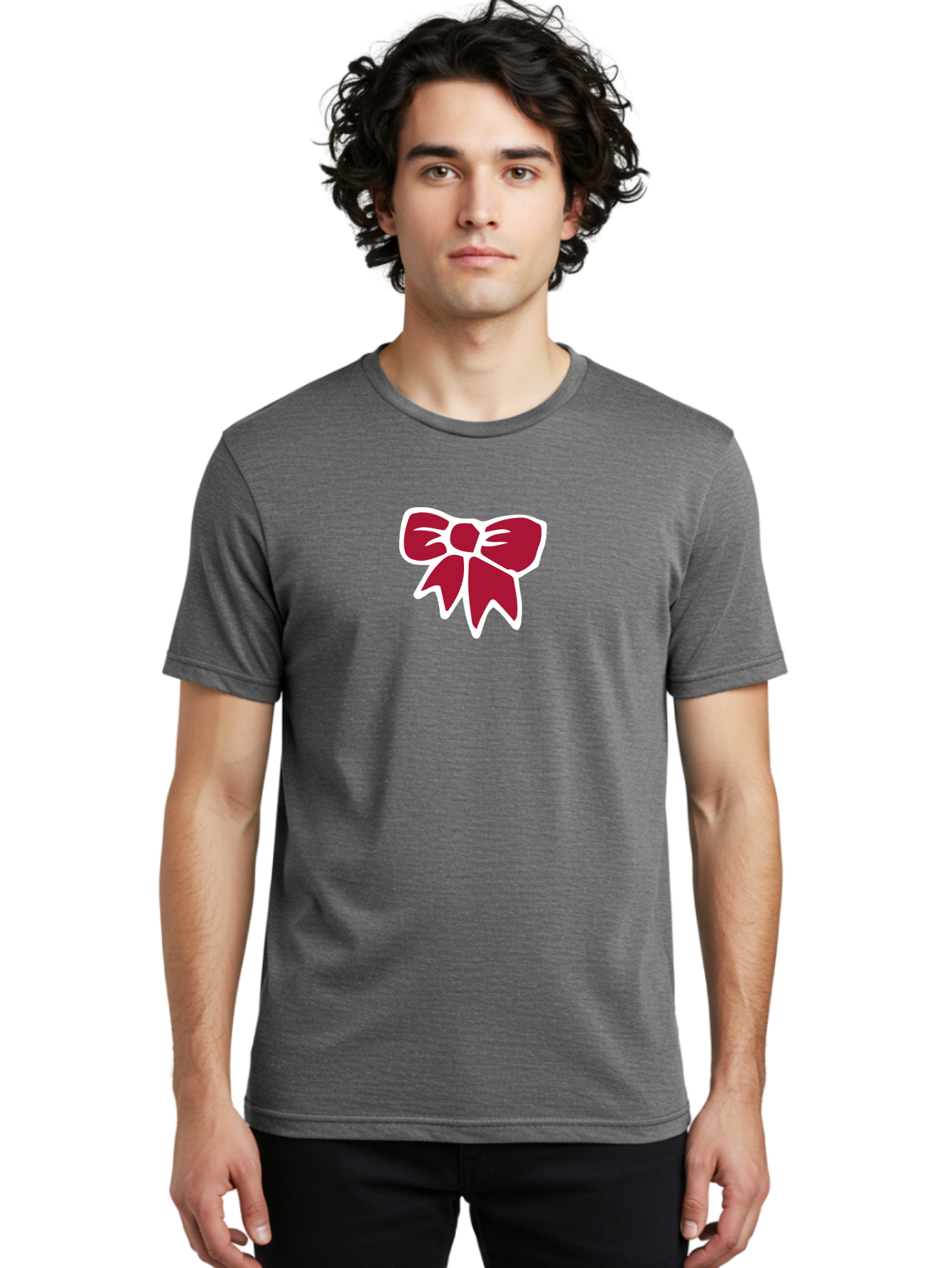 Red-Bow-1 Men'S Graphic Tee, 100% Cotton, Comfortable Casual Summer Wear, Machine Washable, Red Bow, Ribbon Decoration, Gift Wrapping, Festive Symbol, Elegant Design, Classic Motif, Decorative Element, Stylish Accessory Aab066