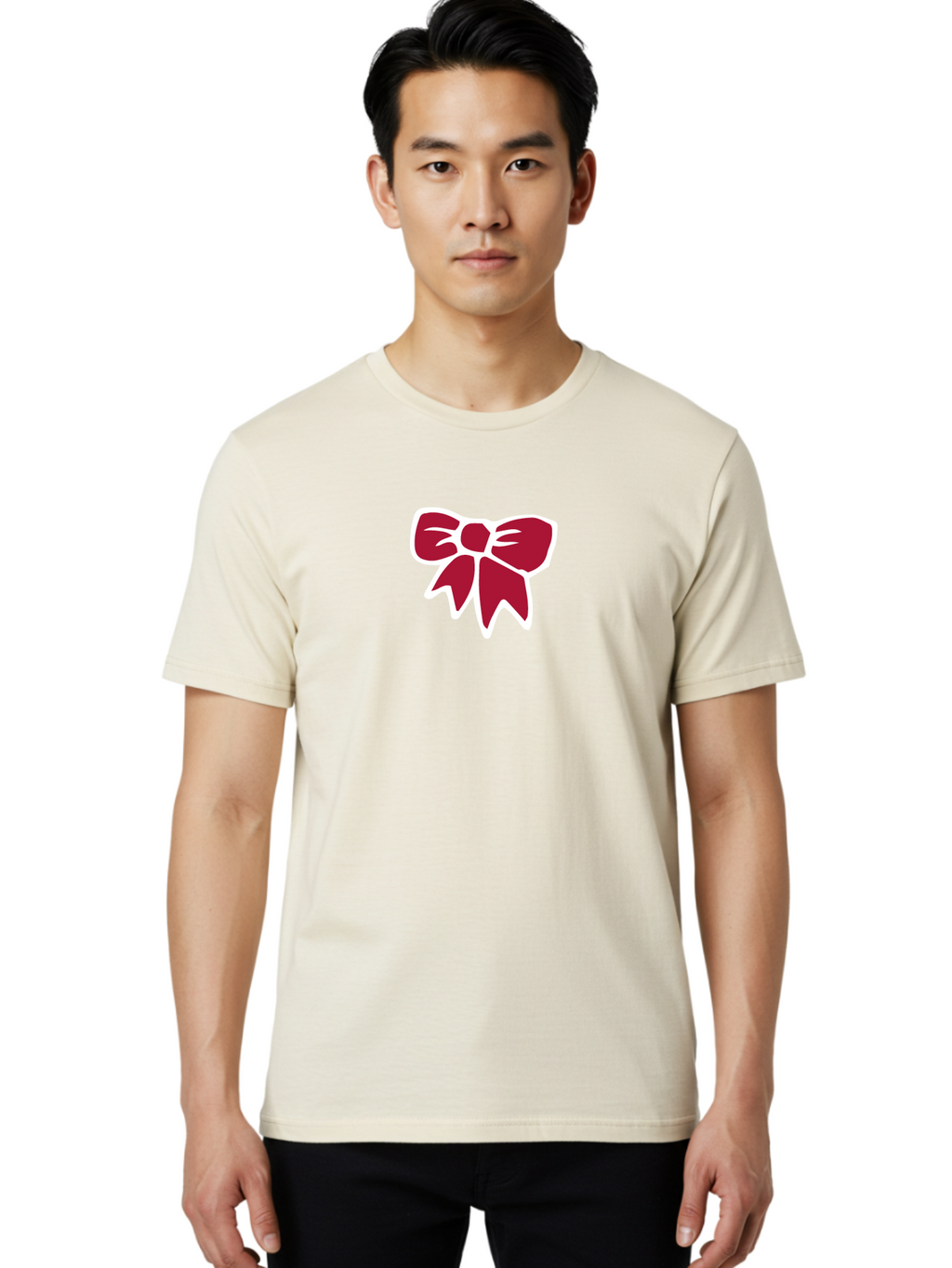Red-Bow-1 Men'S Graphic Tee, 100% Cotton, Comfortable Casual Summer Wear, Machine Washable, Red Bow, Ribbon Decoration, Gift Wrapping, Festive Symbol, Elegant Design, Classic Motif, Decorative Element, Stylish Accessory Aab066