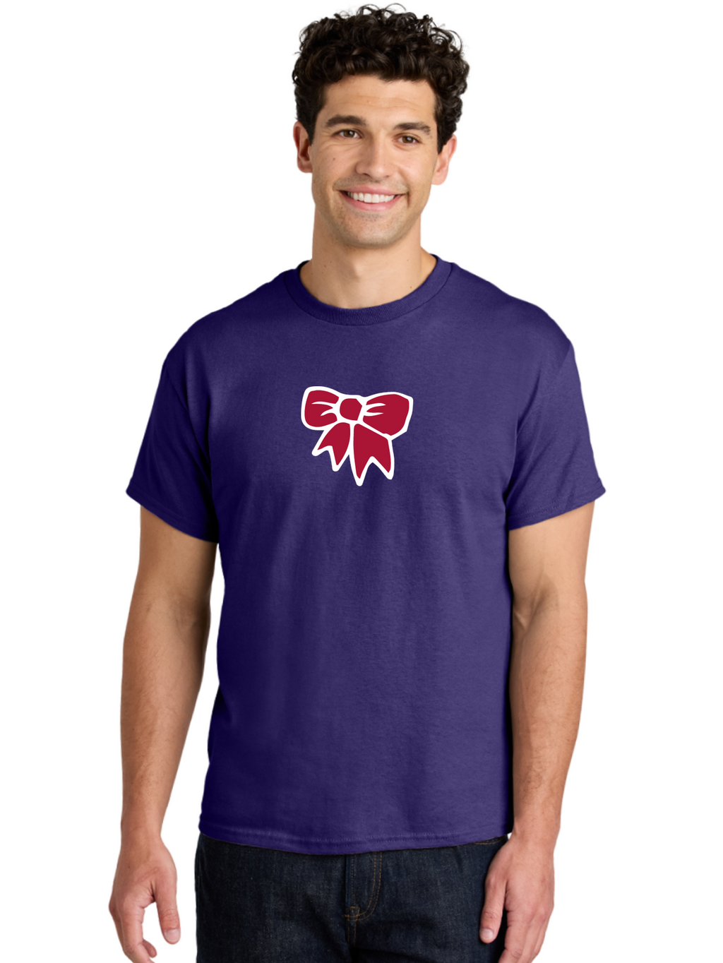 Red-Bow-1 Men'S Graphic Tee, 100% Cotton, Comfortable Casual Summer Wear, Machine Washable, Red Bow, Ribbon Decoration, Gift Wrapping, Festive Symbol, Elegant Design, Classic Motif, Decorative Element, Stylish Accessory Aab066