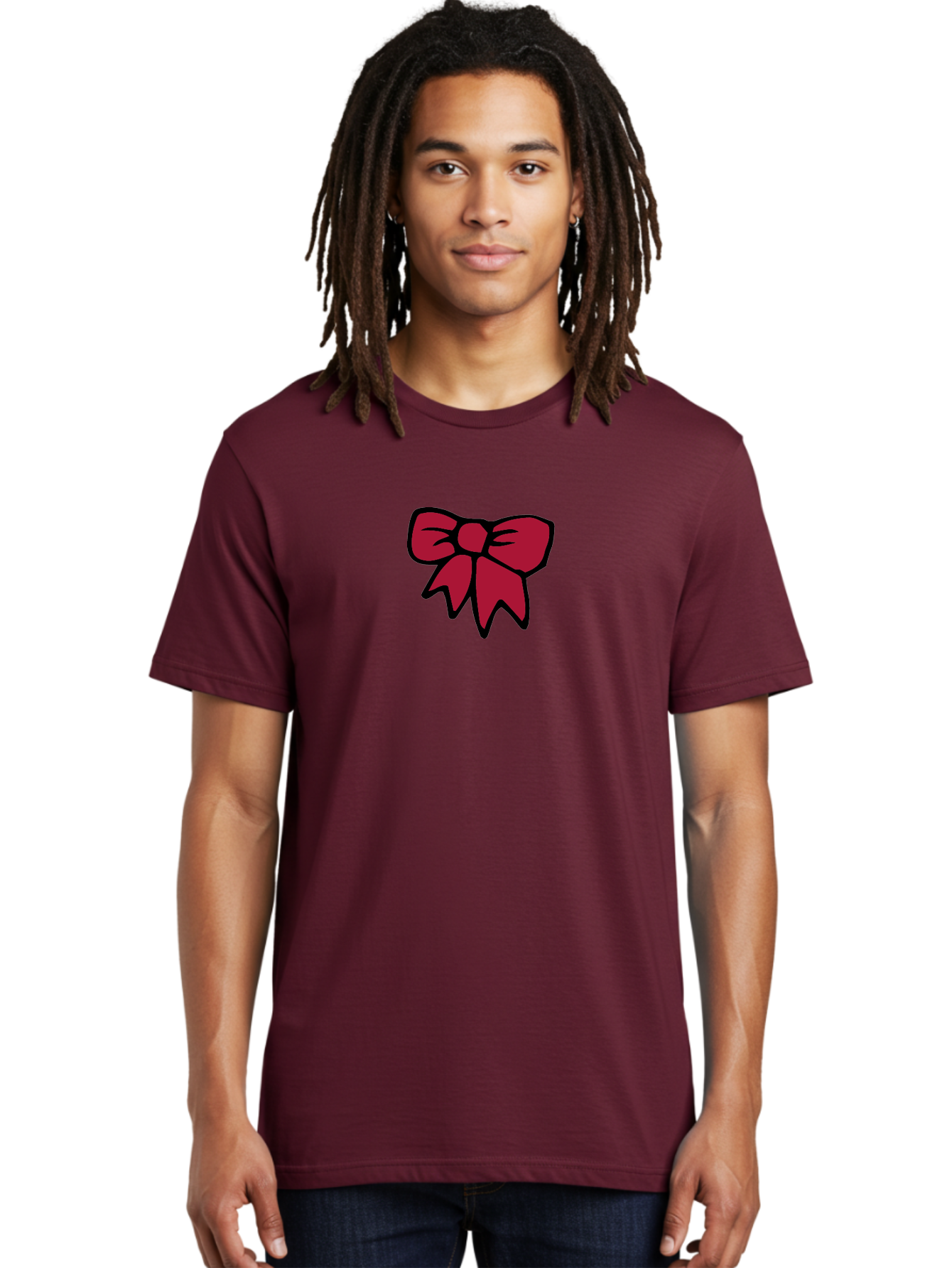Red-Bow-2 Men'S Graphic Tee, 100% Cotton, Comfortable Casual Summer Wear, Machine Washable, Red Bow, Gift Wrapping, Ribbon Decoration, Festive Decor, Elegant Design, Stylish Accessory, Wrapping Ideas Aab067