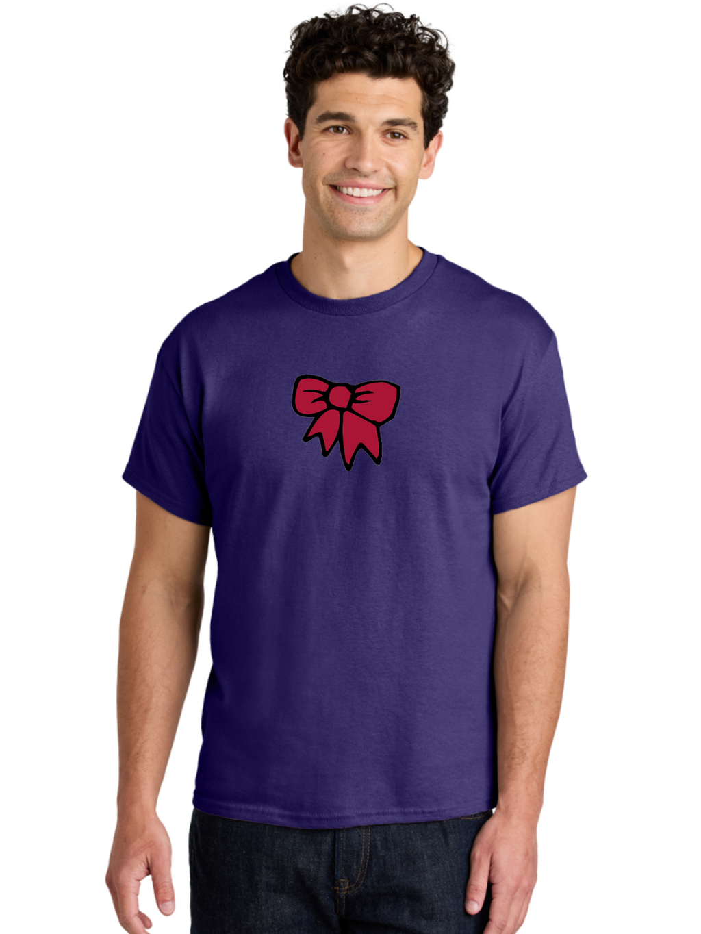 Red-Bow-2 Men'S Graphic Tee, 100% Cotton, Comfortable Casual Summer Wear, Machine Washable, Red Bow, Gift Wrapping, Ribbon Decoration, Festive Decor, Elegant Design, Stylish Accessory, Wrapping Ideas Aab067