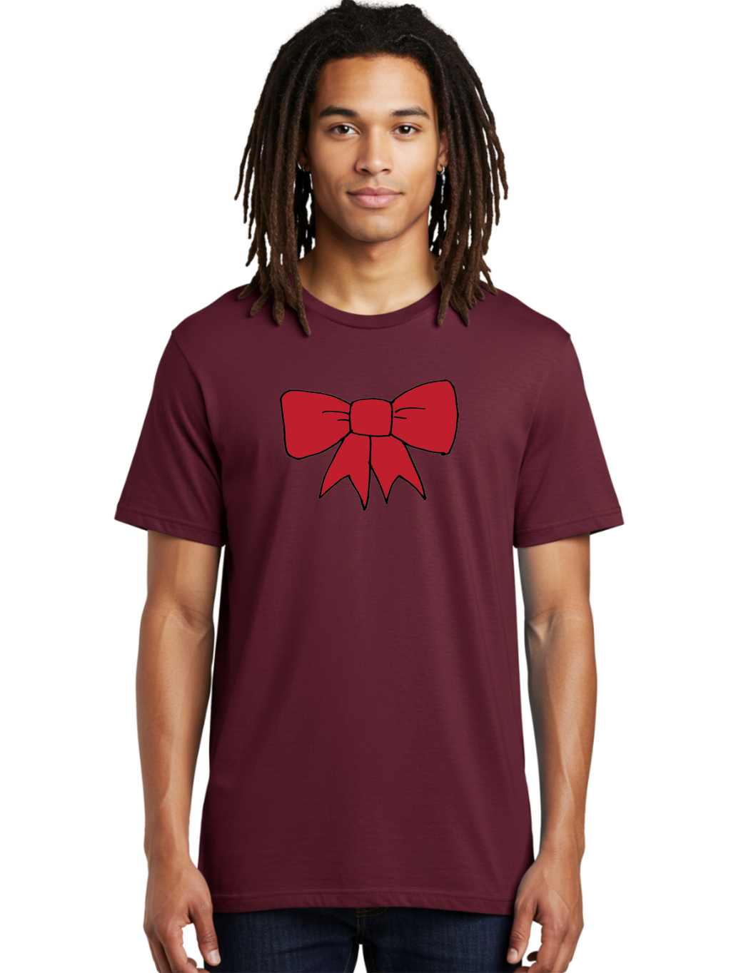 Red-Bow-4 Men'S Graphic Tee, 100% Cotton, Comfortable Casual Summer Wear, Machine Washable, Red Bow, Gift Decoration, Festive Symbol, Ribbon Accessory, Holiday Decor, Christmas Gift, Elegant Design Aab069