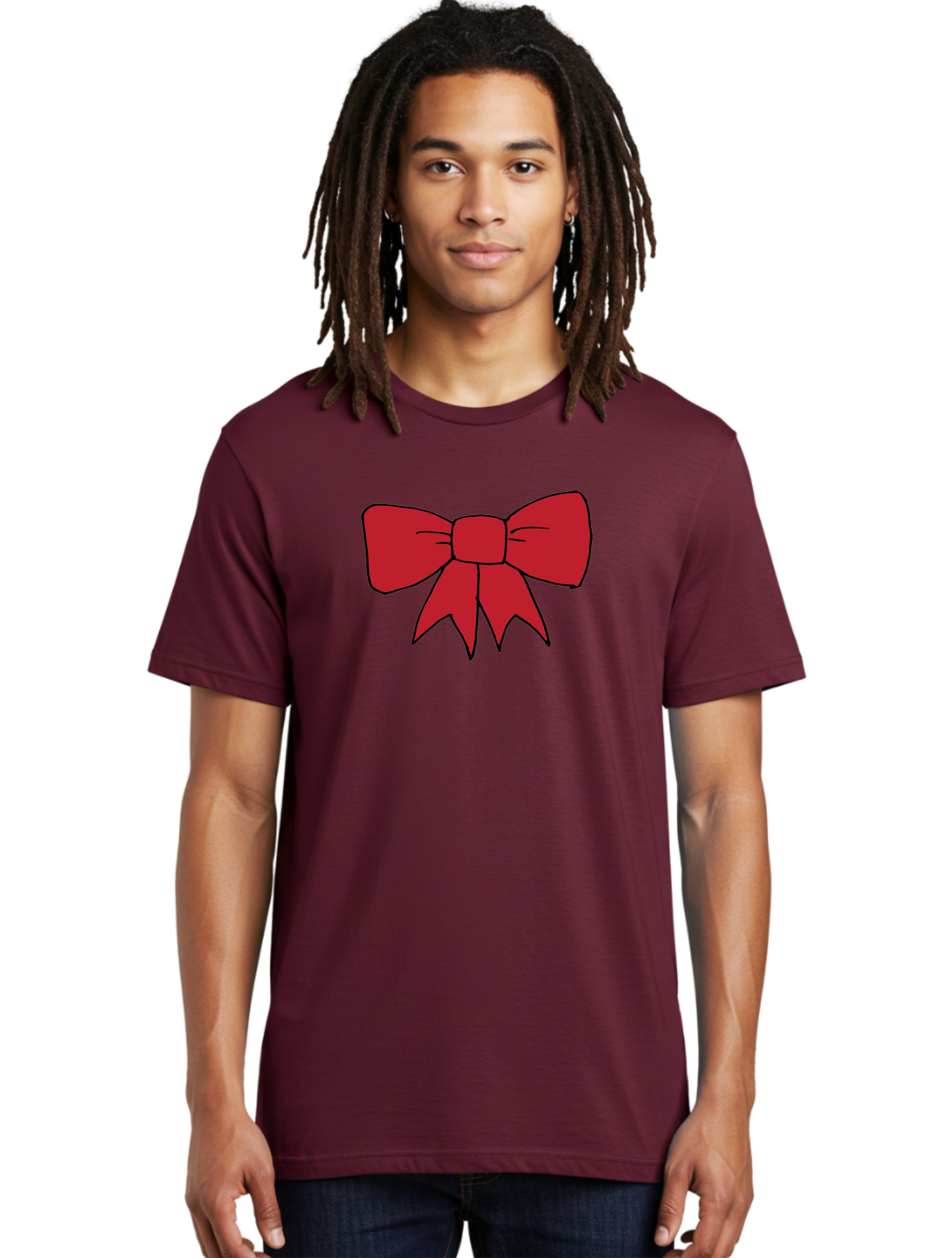 Red-Bow-4 Men'S Graphic Tee, 100% Cotton, Comfortable Casual Summer Wear, Machine Washable, Red Bow, Gift Decoration, Festive Symbol, Ribbon Accessory, Holiday Decor, Christmas Gift, Elegant Design Aab069
