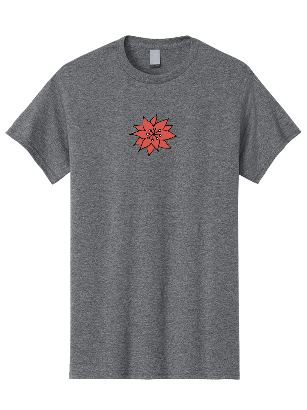 Red-Flower-1 Men'S Graphic Tee, 100% Cotton, Comfortable Casual Summer Wear, Machine Washable, Red Flower Illustration, Floral Design, Minimalist Art, Botanical Graphic, Simple Shapes, Stylized Bloom, Graphic Design Element Aab079