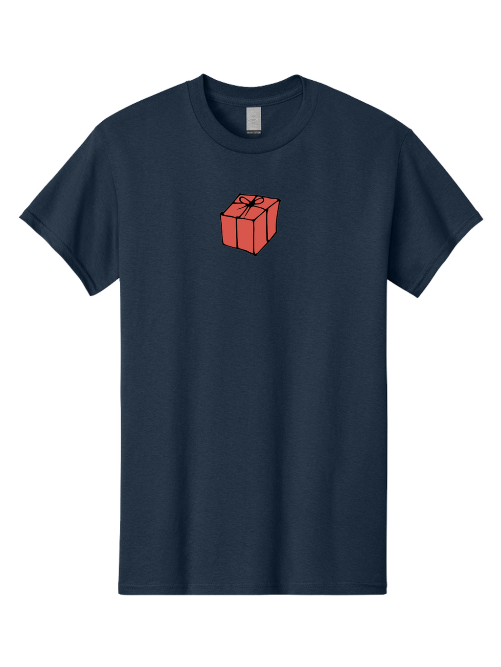 Red-Gift-Box Men'S Graphic Tee, 100% Cotton, Comfortable Casual Summer Wear, Machine Washable, Red Gift Box, Ribbon, Present, Wrapped Gift, Black Outline, Birthday Gift, Christmas Present, Festive Wrapping, Gift Idea Aab082