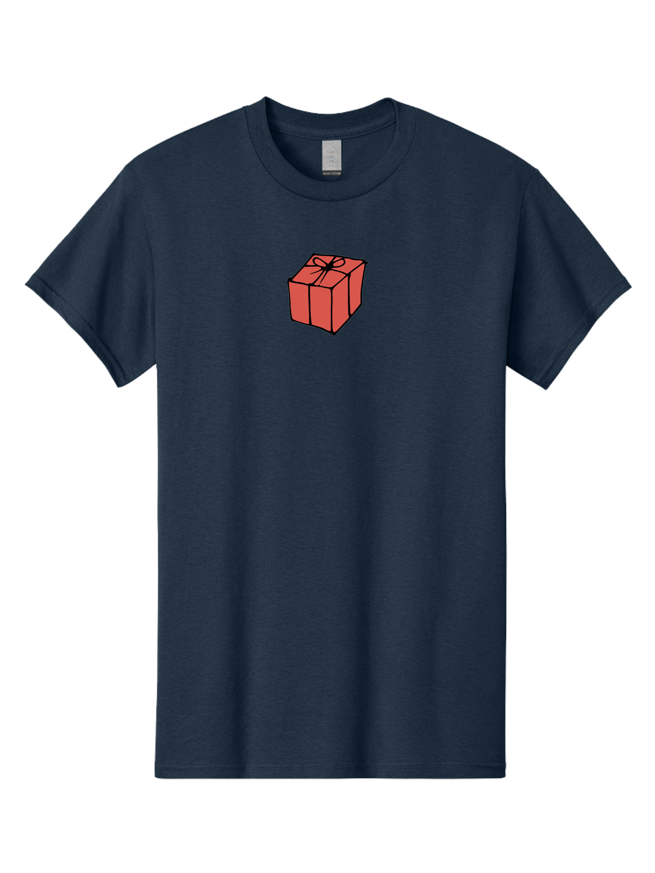 Red-Gift-Box Men'S Graphic Tee, 100% Cotton, Comfortable Casual Summer Wear, Machine Washable, Red Gift Box, Ribbon, Present, Wrapped Gift, Black Outline, Birthday Gift, Christmas Present, Festive Wrapping, Gift Idea Aab082