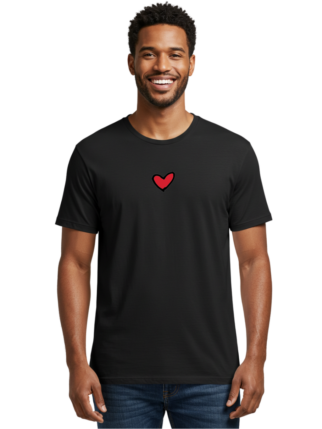 Red-Heart Men'S Graphic Tee, 100% Cotton, Comfortable Casual Summer Wear, Machine Washable, Simple Red Heart, Cartoon Heart, Heart Symbol, Love Sign, Valentines Day Icon, Red Heart Illustration, Heart Graphic Aab083